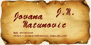 Jovana Matunović vizit kartica